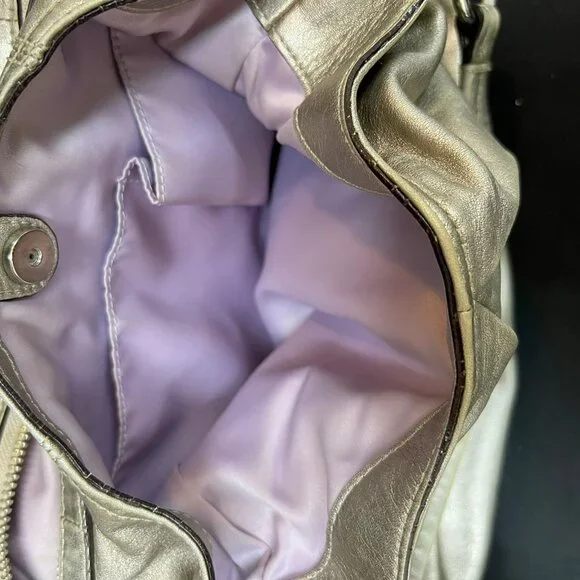 Coach Vintage Silver Soft Leather Satchel Purse Bag with Double Handle - Picture 7 of 12